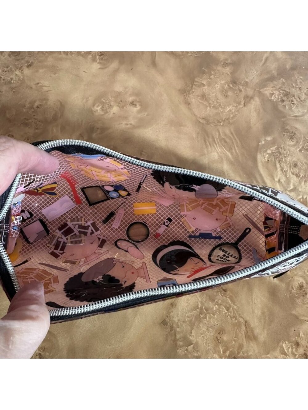 Harajuku Lovers Gwen Stefani Beauty Print PVC Cosmetic Makeup Bag Pencil Case - Picture 5 of 5